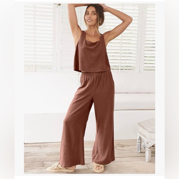 NWT 2PC BROWN TOP & PANT SET-S - Picture 4 of 17